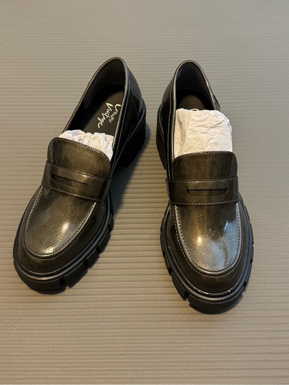 Crown Vintage Pewter Loafers with Chunky Sole